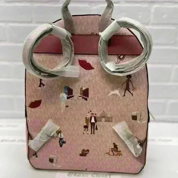MICHAEL KORS BACKPACK JAYCEE LARGE ZIP JET SET GIRLS PRINT DK POWDER BLUSH MULTI main image 4